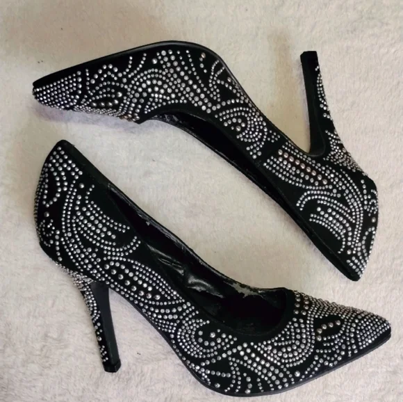 Shiekh Elegant Black Heels Covered In Rhinestone - Picture 16 of 17